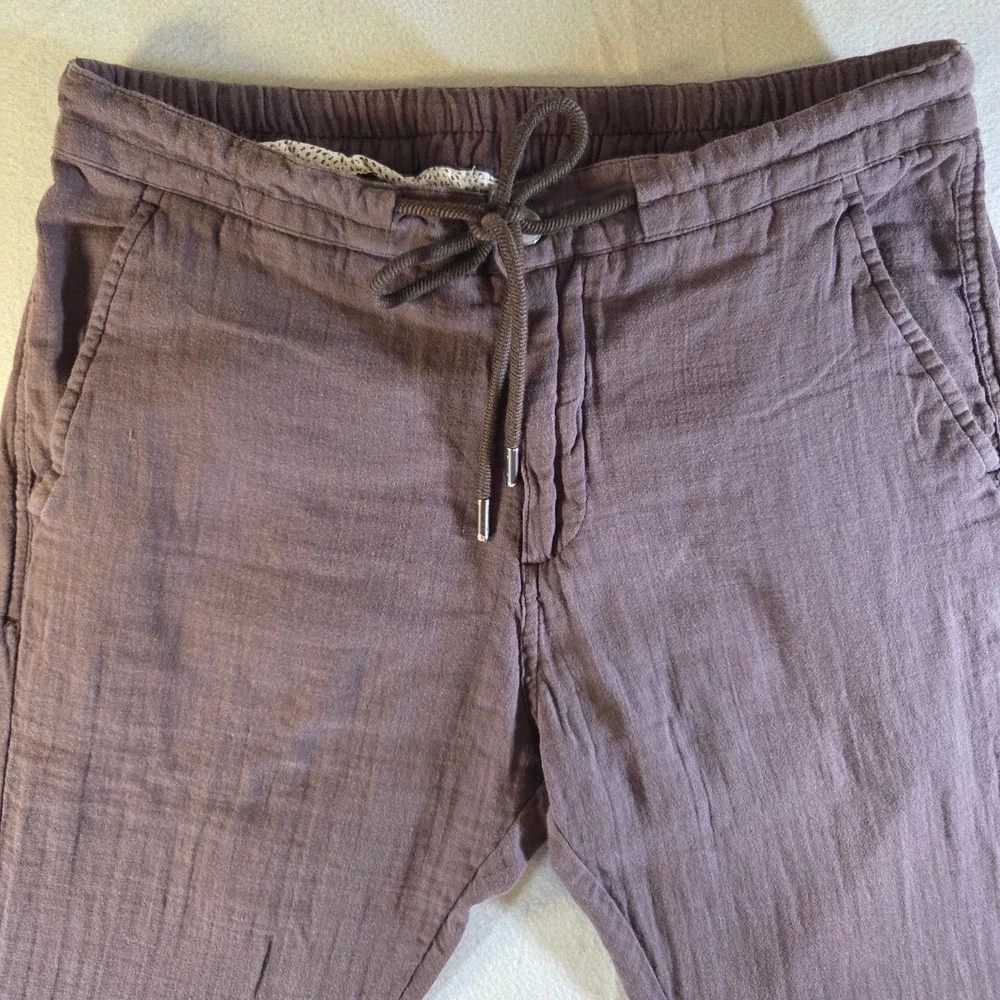 Rare Rabbit Pasto Purple Textured Cotton Drawstring Pants Mens 32 Tapered Leg